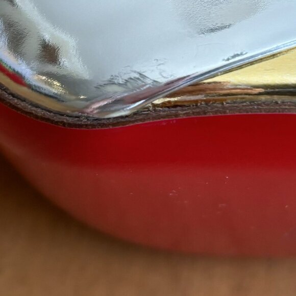 Christian Louboutin Eklectica 85 Gold Silver Specchio Patent Heel Pump - Picture 13 of 13